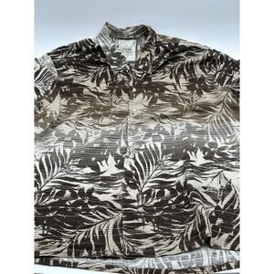 Tasso Elba Island Mens XXL Silk Linen‎ Hawaiian Shirt Palm Leaf Short Sleeve